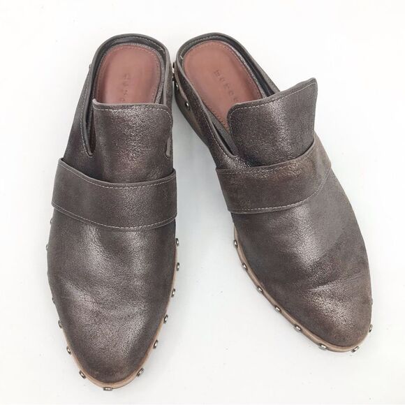 Mercer Edit CASE CLOSED Metallic Bronze Leather Metal Studded Casual Mules - Picture 3 of 14